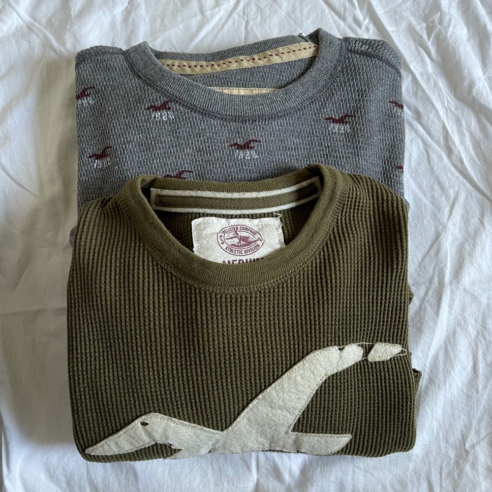 Hollister waffle knit long sleeve shirts(2)